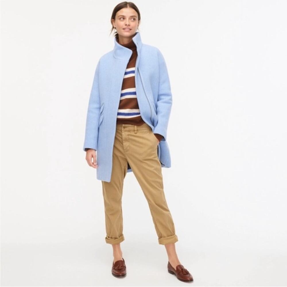 J.Crew Cocoon Italian stadium light blue wool coat size 14 - Picture 2 of 12